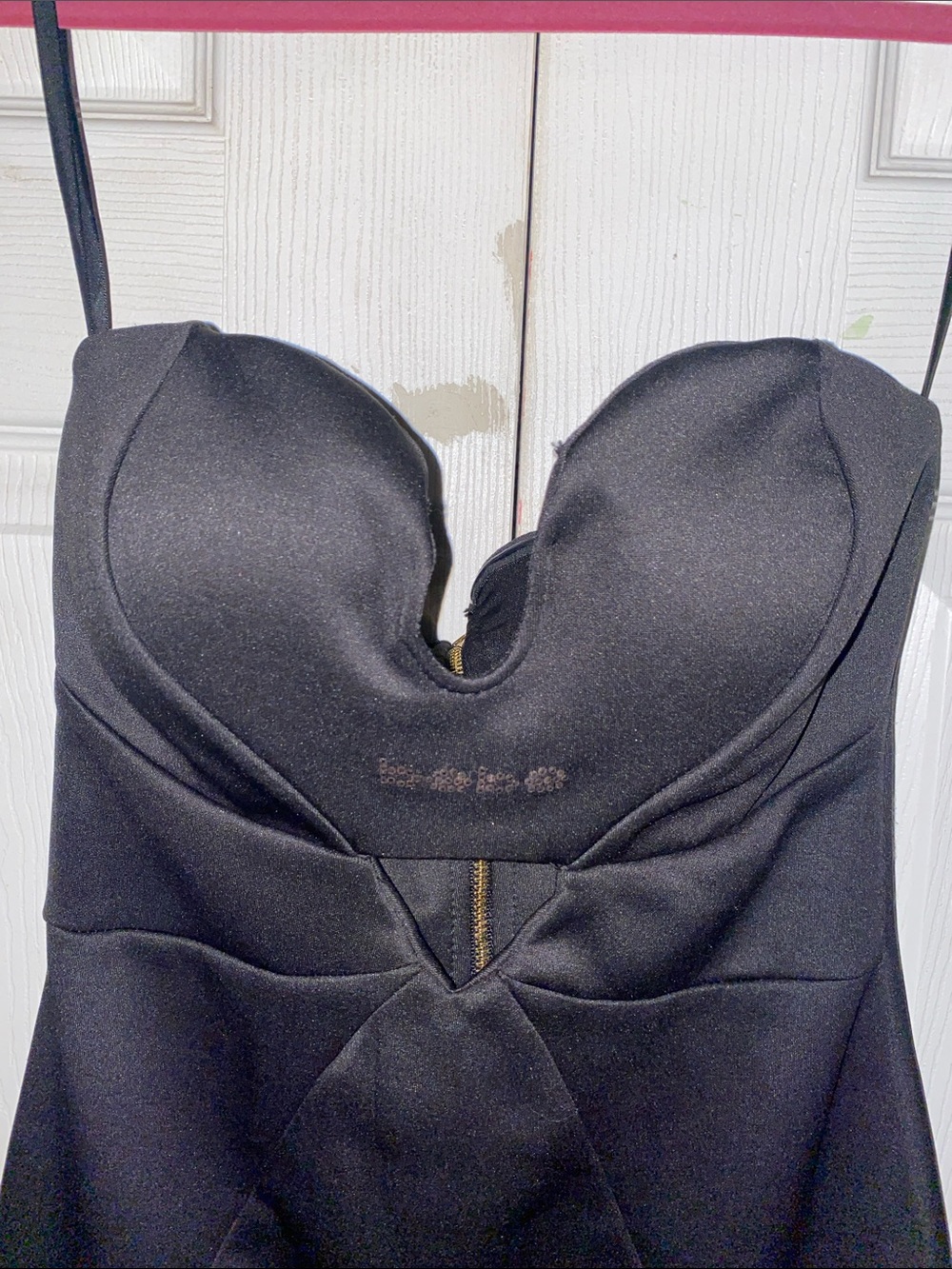 bebe Black Strapless Mini Dress with Front Cutout (50) - Picture 3 of 14